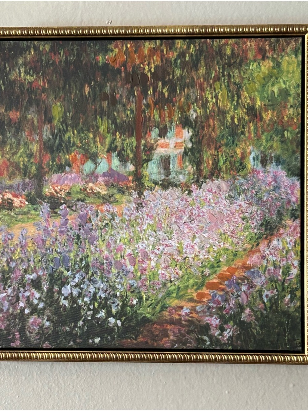 Wall Art oleographic by Monet “ Garden at Giverny” 14 x 1.5 x 14